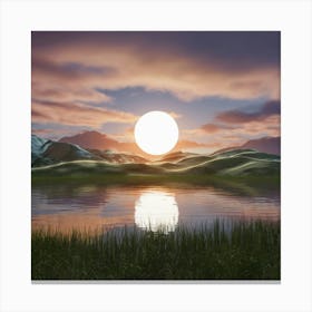 Sunset Over A Lake Canvas Print