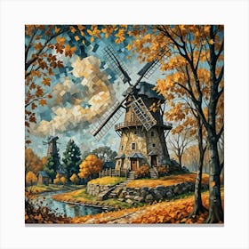 Windmill In Autumn 2 Canvas Print