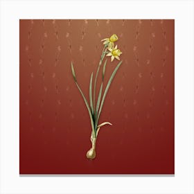 Vintage Narcissus Calathinus Botanical on Falu Red Pattern n.1358 Canvas Print