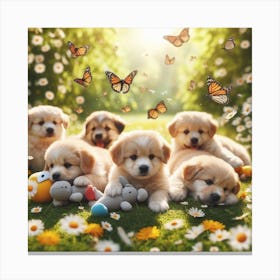 Golden Retriever Puppies Canvas Print