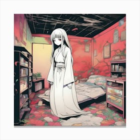 Manga Girl In A Room 4 Canvas Print