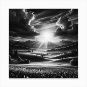 Black And White Landscape Painting Canvas Print