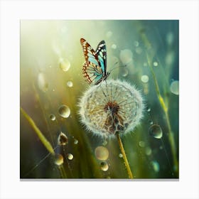 Butterfly On A Dandelion Canvas Print