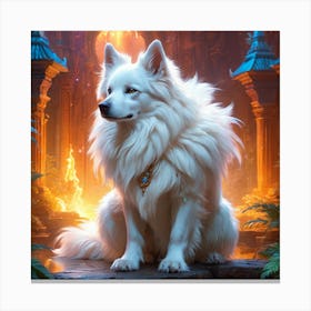 White Magical Fantasy Dog Canvas Print