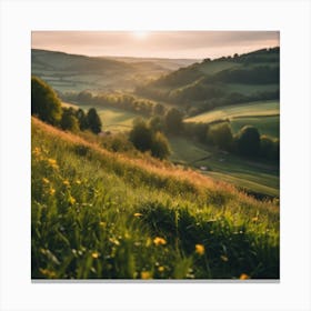 Sunrise Over A Valley 1 Canvas Print