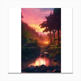 Sunset In The Forest 10 Canvas Print