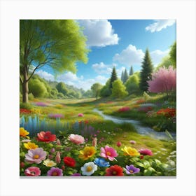 Flowers In The Garden Canvas Print