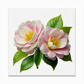 Two Pink Flowers On A White Background 1 Canvas Print