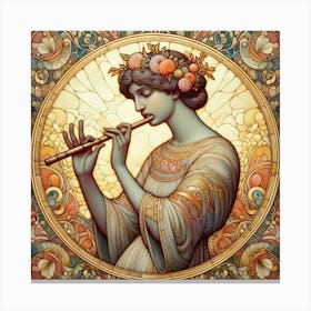 Deco Woman Playing Flute Canvas Print