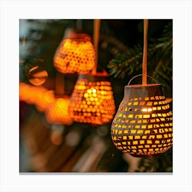 Christmas Lights On A Tree Canvas Print