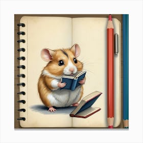 Hamster Reading A Book 3 Canvas Print