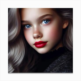 Girl With Blue Eyes 16 Canvas Print