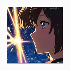 Anime Girl Staring At The Stars Canvas Print