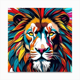 Colorful Lion Head Canvas Print