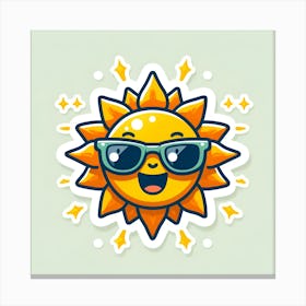 Cartoon Sun With Sunglasses Canvas Print