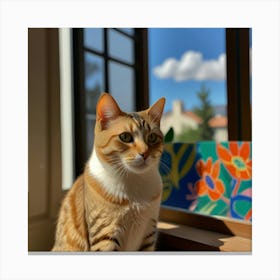 Default Matisse Inspired Open Window Cat Art 1 Canvas Print