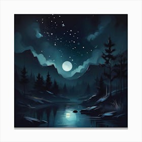 Night Landscape Painting Canvas Print