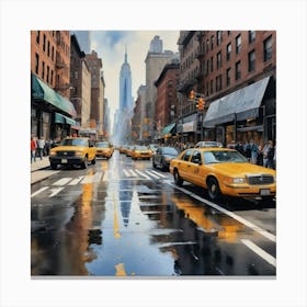 New York City Taxis Rush Hour Canvas Print