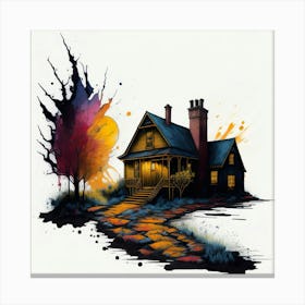 Colored House Ink Painting (3) Canvas Print