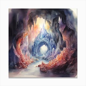 Watercolour Of A Cave Canvas Print