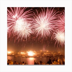 Fireworks Over The Sea Canvas Print