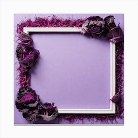 Purple Flower Frame On Purple Background Canvas Print