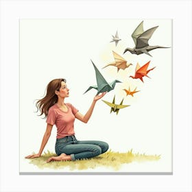 Origami Birds Canvas Print