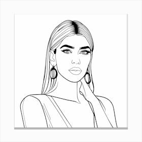 dua lipa line art drawing portrait Canvas Print