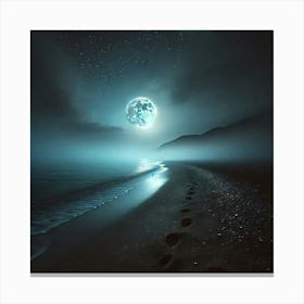 Moonlight On The Beach.AI Canvas Print