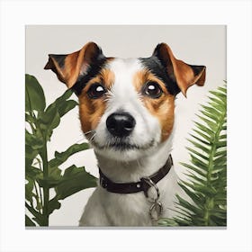 Jack Russell And Plant 1 Canvas Print