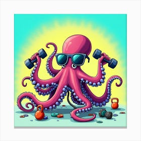 Flux Dev A Whimsical Illustration Of An Octopus Wearing A Pair 1 Canvas Print