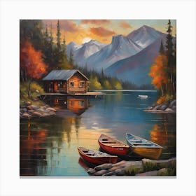 Cabin On The Lake Canvas Print