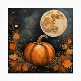 Abstract Halloween Moon Pic Canvas Print