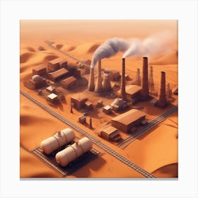 3d Rendering Of Oil Refinery In The Desert 1 Canvas Print