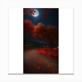 Red Leaves At Night 1 Canvas Print