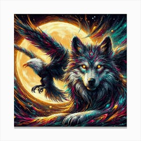 Psychedelic Wolf and Eagle Canvas Print