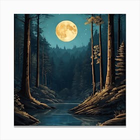 Full Moon In The Forest Canvas Print