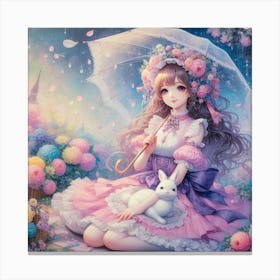 Girl with umbrella Canvas Print