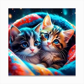 Two Kittens In A Blanket Canvas Print