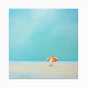 Lonely Umbrella On The Beach Canvas Print