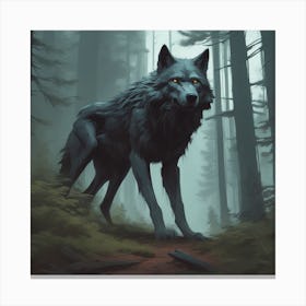 Wolf In The Woods 53 Canvas Print