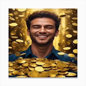 Man With Gold Coins Canvas Print