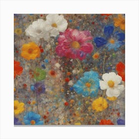 Pretty Flowers In Paint Splatter Colorful Paint Canvas Print