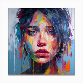 Girl With Colorful Hair Canvas Print