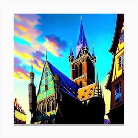 City At Sunset Canvas Print