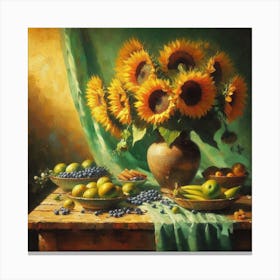 Sunflowers And Fruit Canvas Print