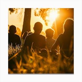 Silhouette Of People At Sunset Canvas Print