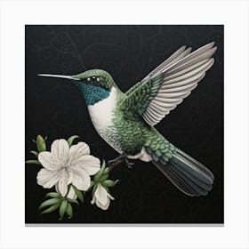 Ohara Koson Inspired Bird Painting Hummingbird 2 Square Canvas Print