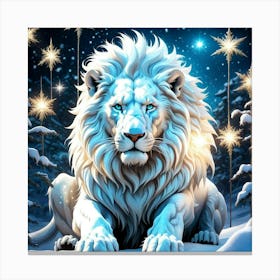 Lion In The Snow Canvas Print