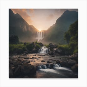 Waterfall At Sunrise 1 Canvas Print